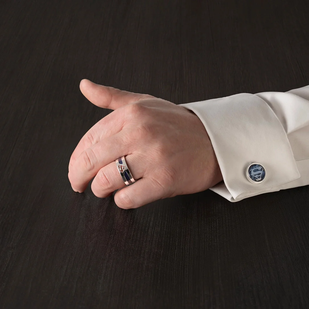 DC Superman Navy Gemstone Cufflinks - Image 4