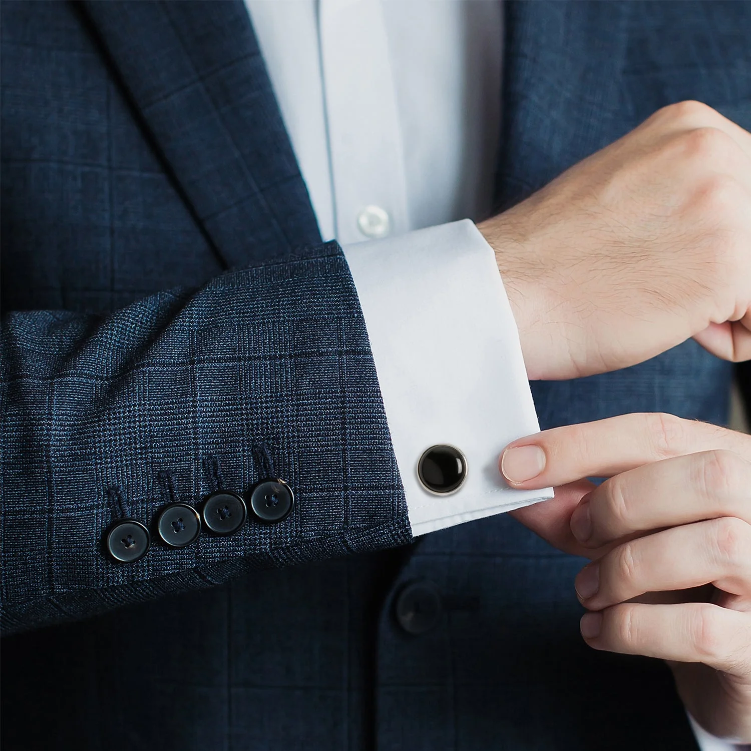Silver and Onyx Cufflinks - Image 2