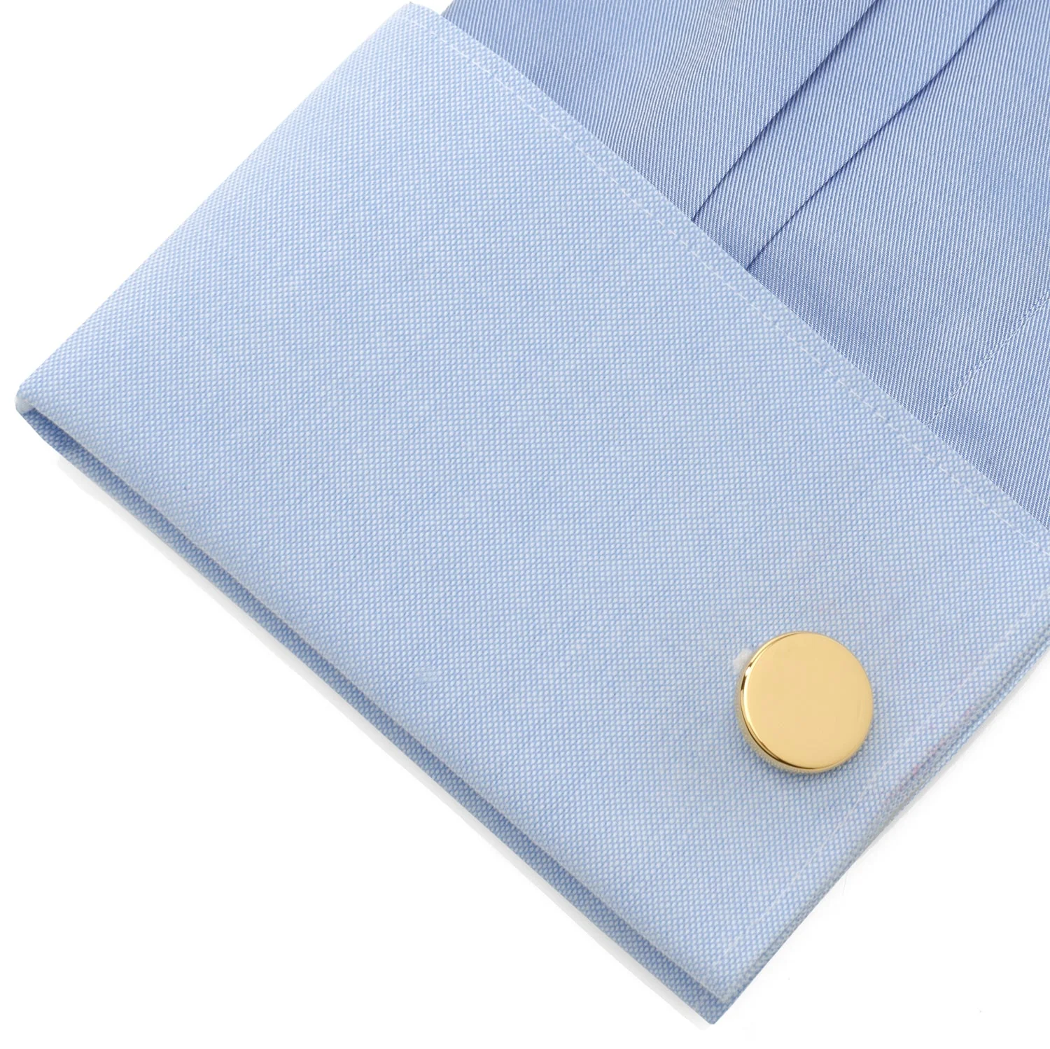 Stainless Steel Round Infinity Gold Engravable Cufflinks - Image 2