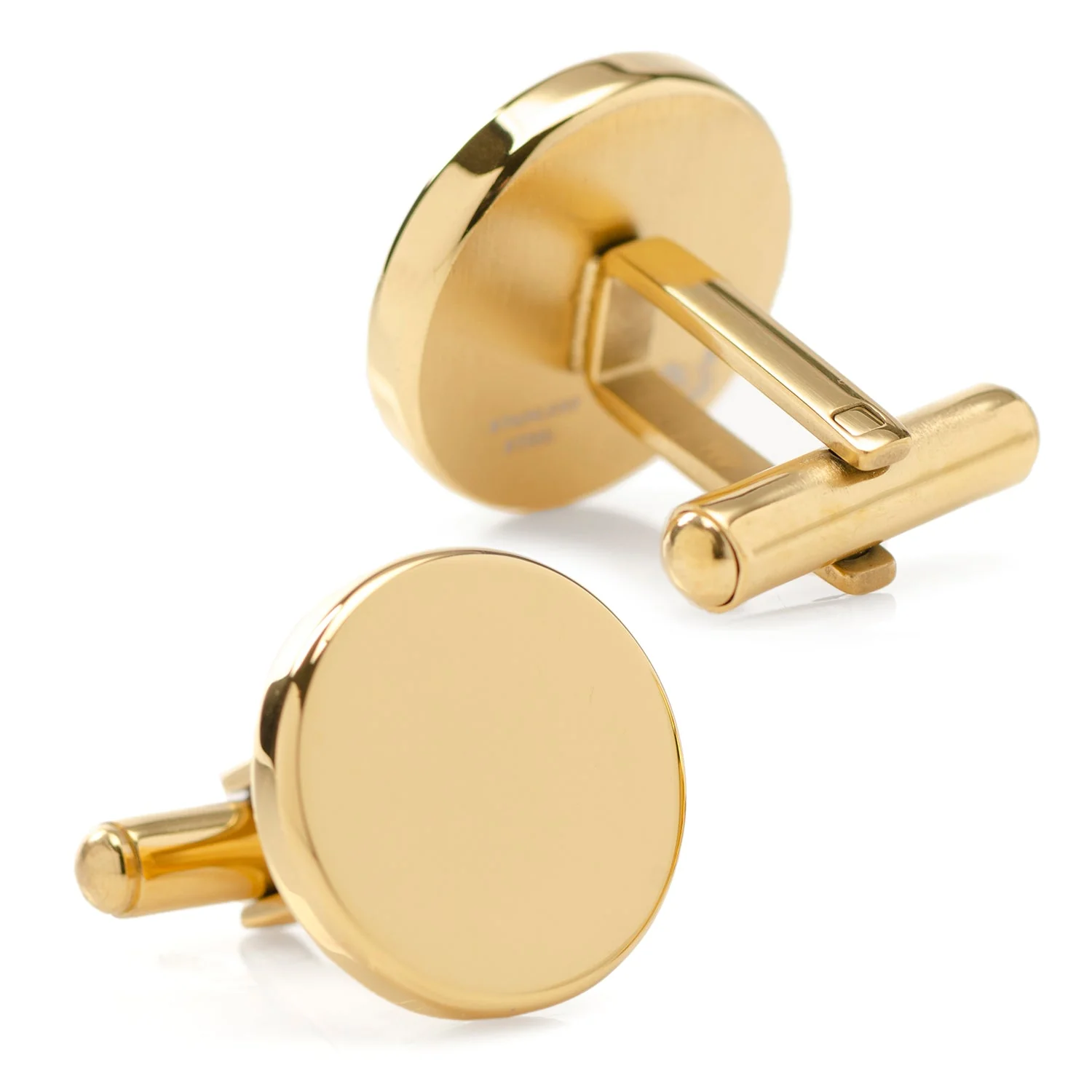 Stainless Steel Round Infinity Gold Engravable Cufflinks - Image 3